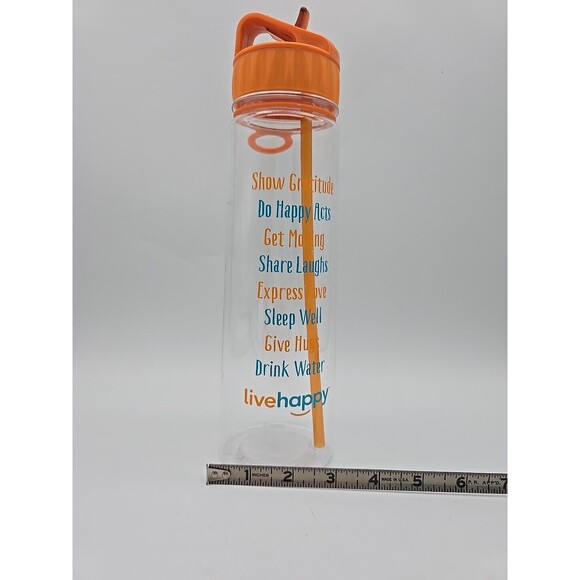 Live Happy Plastic Water Bottle Hydration Travel Excercise Positivity Words - Picture 7 of 8